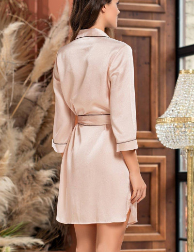 Ночная рубашка-халат из креп-сатина Mia-Amore FREYA 7097 пудра, Цвет: пудра, Размеры: S, изображение 2