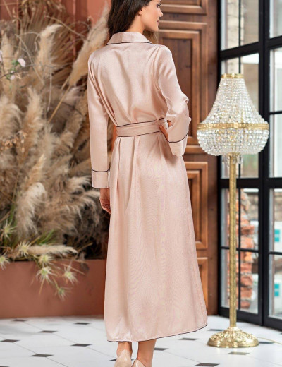 Длинный халат из креп-сатина Mia-Amore FREYA 7099 пудра, Цвет: пудра, Размеры: XL, изображение 2