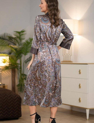 Длинный халат на пуговицах шелк Mia-Amore GINA 3819, Цвет: мульти, Размеры: L, изображение 2