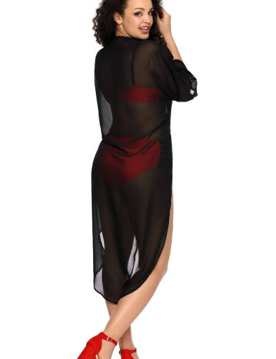 Черная пляжная туника Ava 005, Цвет: черный, Размеры: 2XL/3XL, изображение 2