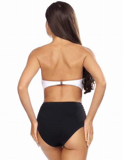 Черно-белый купальник бандо с высокими плавками Lorin L2446/2, Цвет: черно-белый, Размеры: 70C, изображение 2