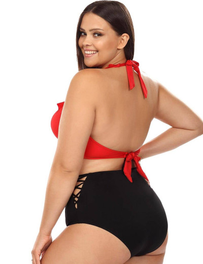 Купальник с мягкой чашкой на косточках Lorin L3107/2 BIG, Цвет: красный, Размеры: 70D, изображение 2