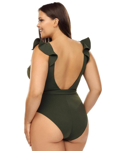 Совместный купальник Lorin L4444/2 BIG, Цвет: хаки, Размеры: 2XL, изображение 2