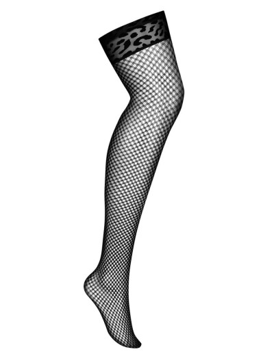 Чулки в сеточку под пояс Obsessive JAGUERIA STOCKINGS, Цвет: черный, Размеры: 4XL/5XL, изображение 4
