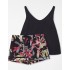 Атласный комплект с шортами Esotiq WILDFLOWER 39806, Цвет: черный+розовый, Размеры: S, изображение 4