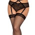 Чулки в сеточку под пояс Obsessive JAGUERIA STOCKINGS, Цвет: черный, Размеры: 4XL/5XL