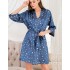 Короткий атласный халат с принтом Mia-Mella STARS 7073 синий, Цвет: синий, Размеры: L/XL