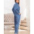 Пижама атласная с принтом Mia-Mella STARS 7076 синий, Цвет: синий, Размеры: 3XL, изображение 2