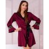 Короткий халат с кружевом LIVIA CORSETTI LC 90652 SUSSEAN SZLAFROK, Цвет: бордовый, Размеры: S/M