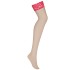 Чулки под пояс Obsessive 838 STOCKINGS, Цвет: телесный/красный, Размеры: L/XL, изображение 3