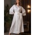 Длинный запашной халат из атласа Mia-Amore MELANI 7279, Цвет: молочный, Размеры: 2XL/3XL