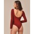 Боди с открытой спиной MY BO295 sangria, Цвет: темно-красный, Размеры: S/M, изображение 2