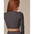 Кроп-топ с длинным рукавом MY MA965 iron, Цвет: графит, Размеры: L, изображение 2