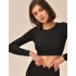 Кроп-топ с длинным рукавом MY MA965 nero, Цвет: черный, Размеры: L