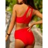 Красный купальник топ + высокие плавки Opium SF-36, Цвет: красный, Размеры: M, изображение 2