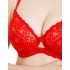 Кружевной мягкий бюстгальтер с флок напылением Simona M 484 бархат красный, Цвет: бархат красный, Размеры: 75C, изображение 3