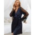Шелковый халат с кружевными рукавами 5senses 7244 темно-синий, Цвет: темно-синий, Размеры: XS/S, изображение 2