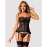 Корсет + стринги Obsessive SERENA LOVE CORSET, Цвет: черный, Размеры: XS/S