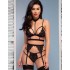 Сексуальный комплект бюст + пояс + стринги + чулки Chilirose 4636, Цвет: черный, Размеры: L