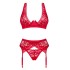 Сексуальный комплект-тройка Obsessive LACELOVE SET, Цвет: красный, Размеры: XS/S, изображение 3
