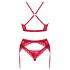 Сексуальный комплект-тройка Obsessive LACELOVE SET, Цвет: красный, Размеры: XS/S, изображение 4