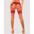 Чулочки под пояс Obsessive LACELOVE STOCKINGS, Цвет: красный, Размеры: M/L, изображение 2