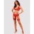 Чулочки под пояс Obsessive LACELOVE STOCKINGS, Цвет: красный, Размеры: M/L, изображение 3