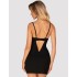 Сорочка с кружевом + стринги Obsessive ROSENTY CHEMISE, Цвет: черный, Размеры: XS/S, изображение 2