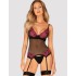 Сексуальный корсет + стринги Obsessive ROSENTY CORSET, Цвет: черный, Размеры: XS/S