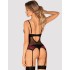 Сексуальный корсет + стринги Obsessive ROSENTY CORSET, Цвет: черный, Размеры: XS/S, изображение 2
