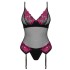 Сексуальный корсет + стринги Obsessive ROSENTY CORSET, Цвет: черный, Размеры: XS/S, изображение 3