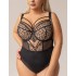 Боди с мягкой чашкой Kris Line PANTHER BODY soft full cup, Цвет: черный+бежевый, Размеры: 65H