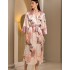 Длинный шёлковый халат Mia-Amore PEONY 4059, Цвет: мультицвет, Размеры: L/XL