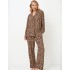 Леопардовая пижама с брюками Aruelle SUSAN, Цвет: кофейный, Размеры: XS, изображение 2