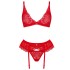 Кружевной комплект с поясом Obsessive CHILISA SET, Цвет: красный, Размеры: XL/2XL, изображение 3