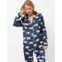 Атласная пижама с брюками Aruelle NALA, Цвет: темно-синий/серый, Размеры: 2XL