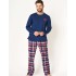 Пижама мужская с фланелевыми штанами Key MNS 613 темно-синий/коралл, Цвет: темно-синий/коралл, Размеры: 2XL, изображение 2