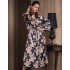 Длинный халат шёлк Mia-Amore GOLDEN FLOWER 3309, Цвет: черный, Размеры: L/XL