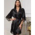 Атласный халат с кружевом Mia-Amore ADALIN 7553, Цвет: черный, Размеры: 2XL/3XL