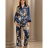 Брючный комплект с цветами Mia-Amore TAIS 7496, Цвет: темно-синий, Размеры: 3XL