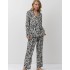 Пижама женская с брюками из вискозы Aruelle SOLENE, Цвет: чёрный/молочный, Размеры: L, изображение 2