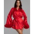 Атласный комплект топ+шорты+халат Mia-Amore LOLI 2312 красный, Цвет: красный, Размеры: 2XL, изображение 2