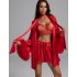 Атласный комплект топ+шорты+халат Mia-Amore LOLI 2312 красный, Цвет: красный, Размеры: 2XL