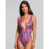 Слитный купальник с глубоким вырезом Cosita Linda CLM26096 EXOTIC SHADE, Цвет: мульти, Размеры: M