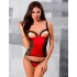 Корсет с трусиками стрингами Passion MIDORI CORSET red, Цвет: черный/красный, Размеры: S/M