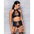 Сексуальный комплект с поясом для чулок Passion NANCY SET black, Цвет: черный, Размеры: L/XL
