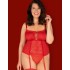 Красный корсет + стринги Obsessive BLOSSMINA CORSET, Цвет: красный, Размеры: 6XL/7XL