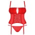 Красный корсет + стринги Obsessive BLOSSMINA CORSET, Цвет: красный, Размеры: 6XL/7XL, изображение 3