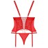 Красный корсет + стринги Obsessive BLOSSMINA CORSET, Цвет: красный, Размеры: 6XL/7XL, изображение 4