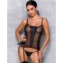 Соблазнительный корсет + стринги Passion MALWIA CORSET, Цвет: черный, Размеры: S/M